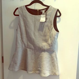 Black and white printed peplum top